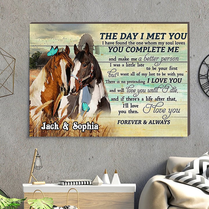 Horses To my Wife Couple Wall Art, The Day i met you Wedding Anniversary Wall Art Canvas for Her