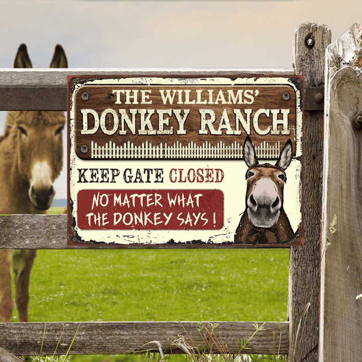 Personalized Donkey Ranch Vintage Metal Signs for Farmer who Raise Donkey Sign