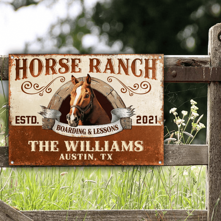 Personalized Horse Farm Vintage Metal Signs, Life is better on the Ranch, Horse Sign for Horse Ranch Owner