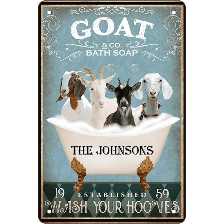 Personalized Goat Bathroom Vintage Metal Signs, Goat Bathroom Decor