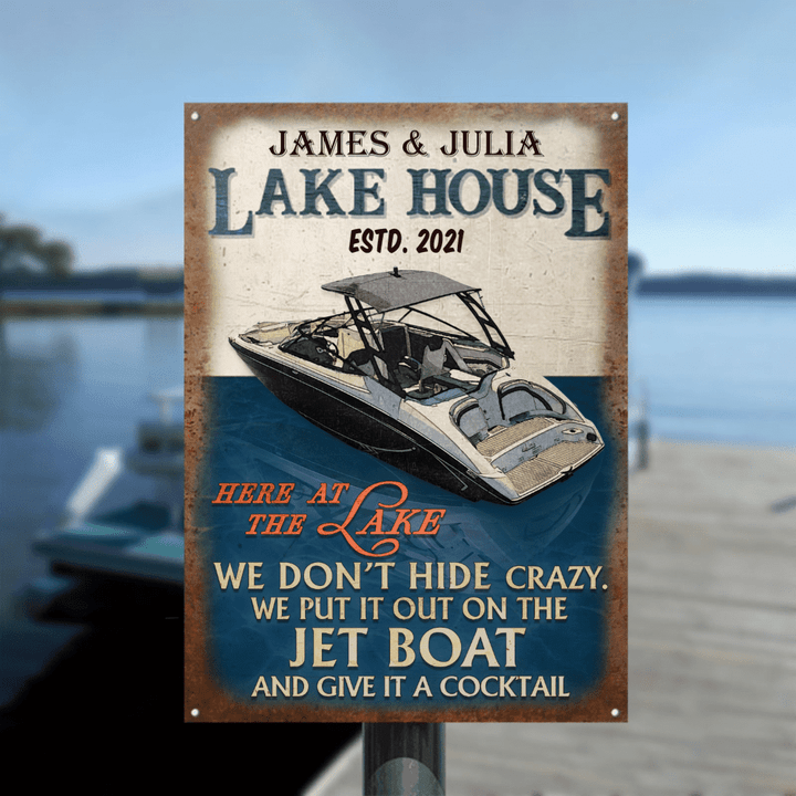 Personalized Jet Boat Lake House Vintage Metal Signs, Jet Boat Sign