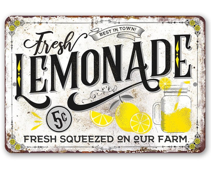 Personalized Lemonade Sign, Farmhouse Dining Room Decor Tin Metal Signs