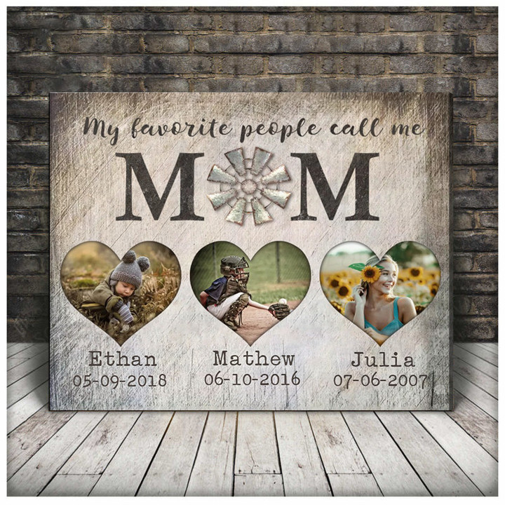 Best Customizable Gift For Mom On Mother’s Day Photo Gift Canvas Wall Art, My favorite people call me Mom Canvas