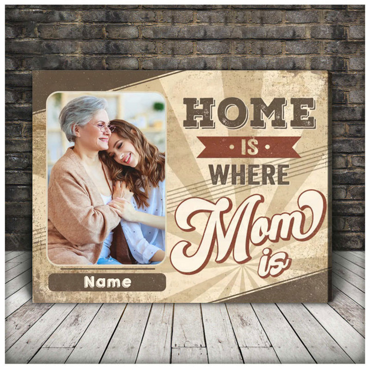 Personalized Mother and Daughter Wall Art, Mothers Day Pictures, Home is where mom is Canvas Wall Art
