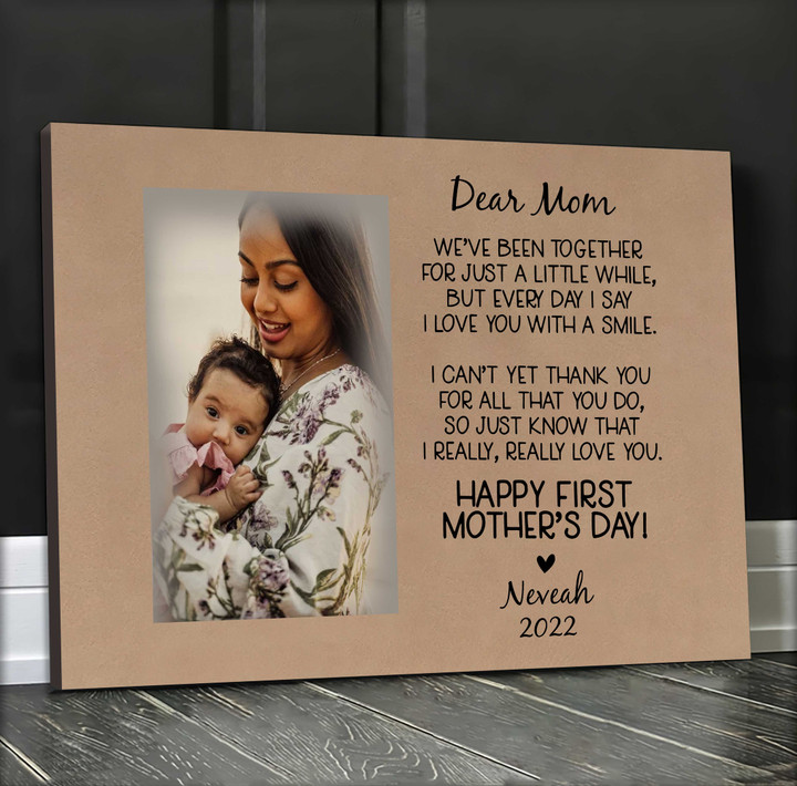 Customized Picture First Mother's Day Canvas, Mom and Baby, Canvas Wall Art
