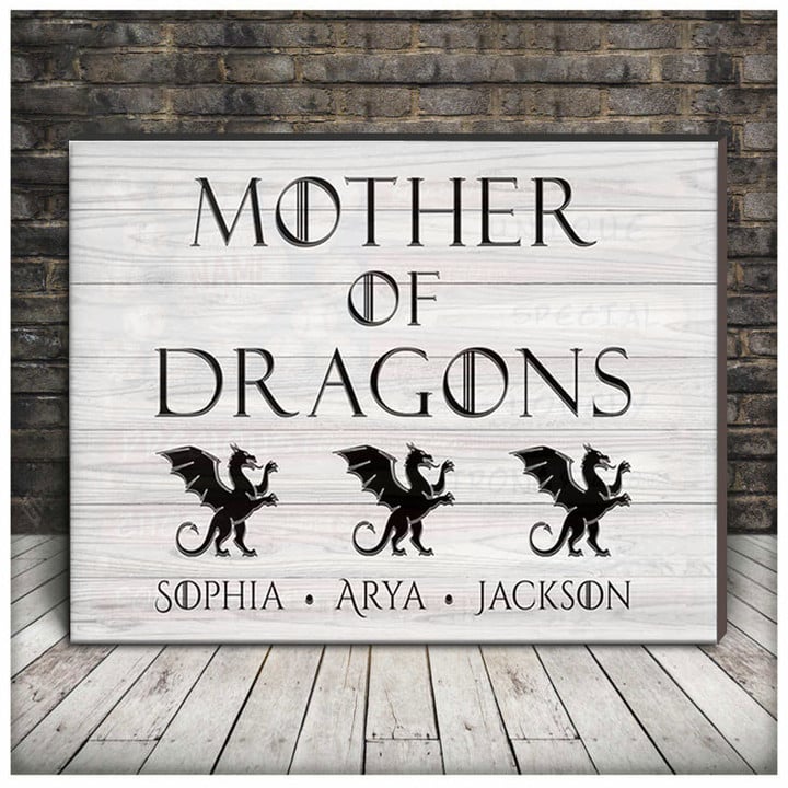 Personalized Mother of Dragons, Game of Dragon, Mother Canvas with Little Dragons Wall Art Canvas for Bedroom