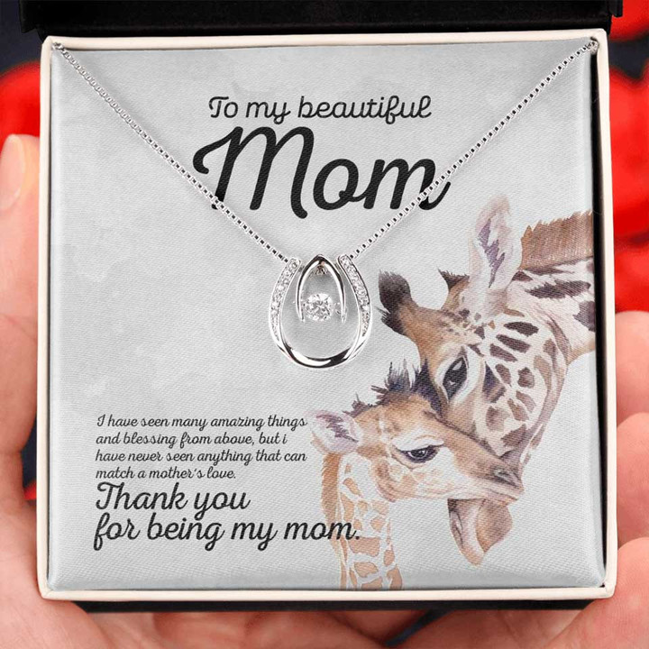 Customized Giraffe To my Mom Necklace, Mama and Baby Necklace for Mother's Day from Daughter and Son