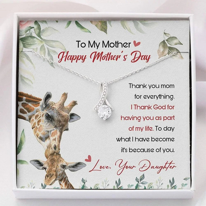 Personalized Deer Mom Necklace, Mama and Baby Necklace for Mother's Day from Daughter and Son