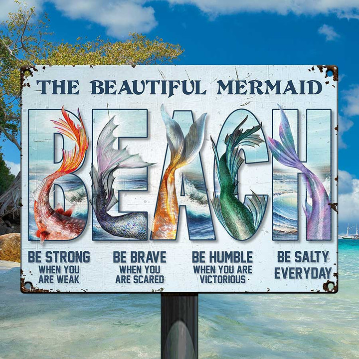 Personalized Mermaid Mermaid Beach, Mermaid Sign Be Salty Customized Vintage Metal Signs