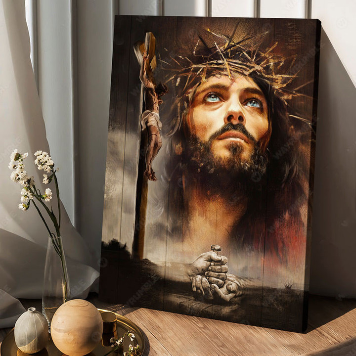 Jesus Portrait, The life of Jesus, Take my hand, Wooden Cross Jesus Painting, Christian Wall Art