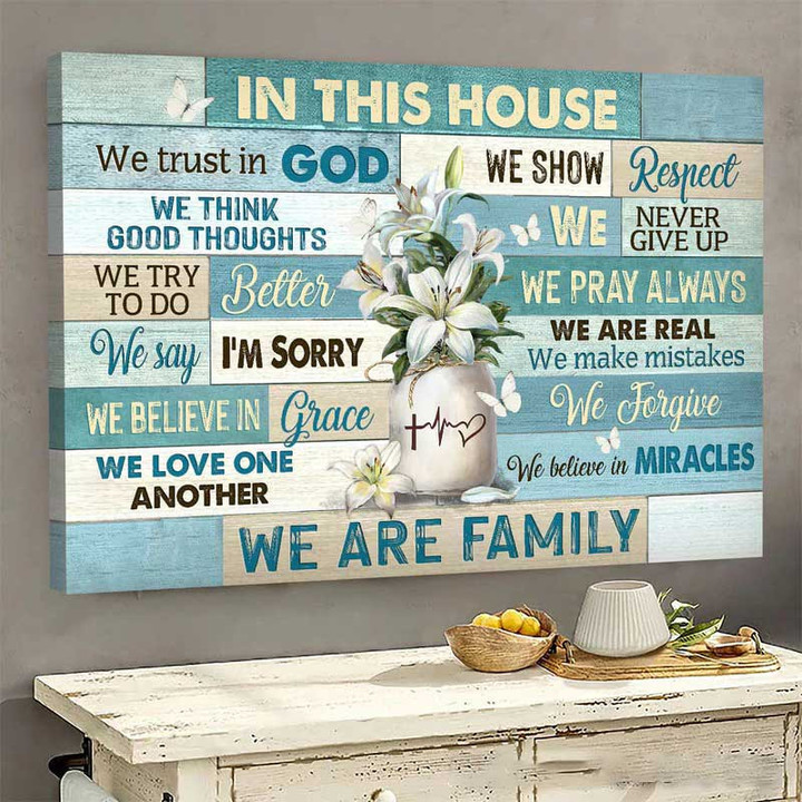 Lily In this house we trust in God Wall Art Canvas for Christian