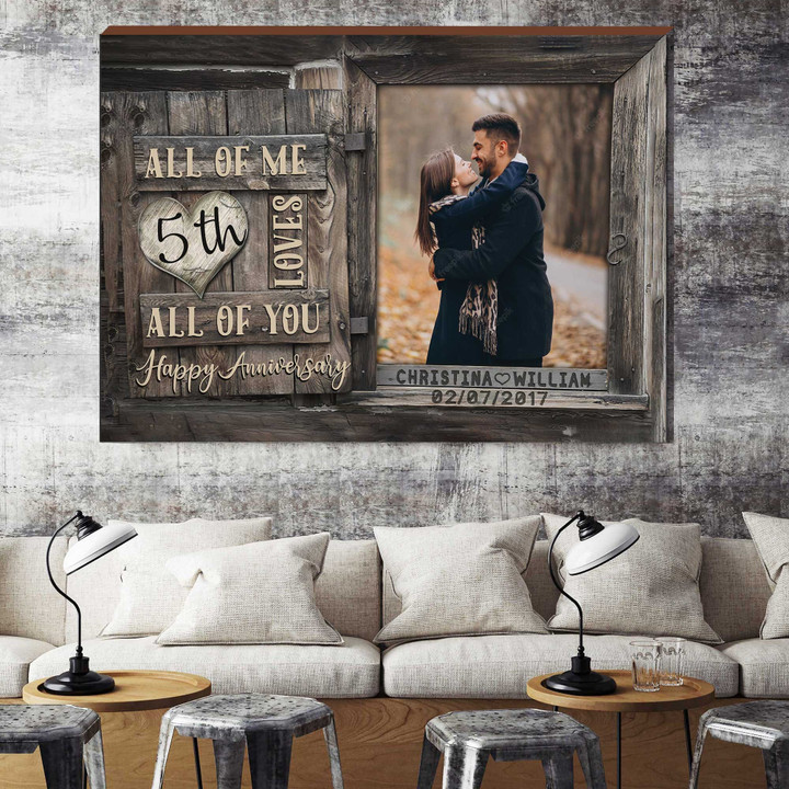 Wedding Anniversary Gifts by Year, Custom Photo Husband & Wife Canvas, All of love Wall Art for Living Room