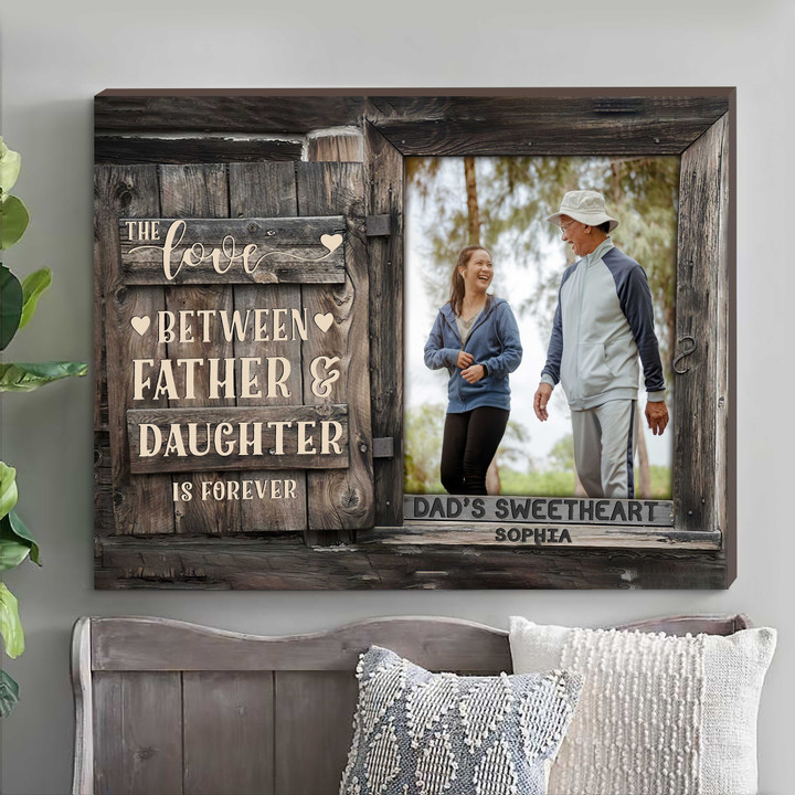 Father and Daughter, Custom Photo Fathers Day Canvas, Father & Daughter is forever Bedroom Wall Art