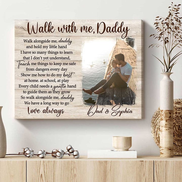 Personalized Walk With Me Daddy Canvas, Gift For Dad from Wife for Father's Day, Dad Birthday Gift