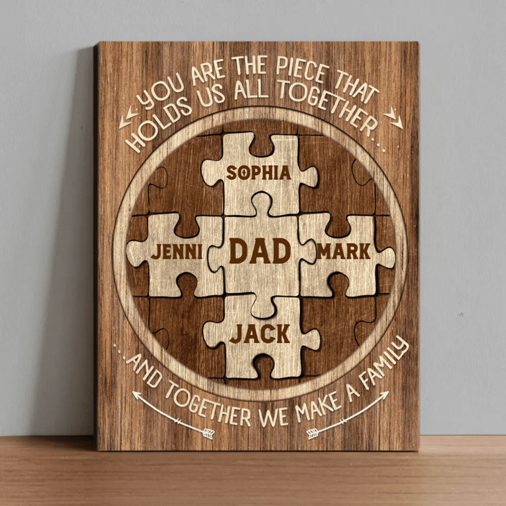 Fathers Day Gift From Son Puzzle Piece Sign, Dad You Are The Pieces Puzzle Canvas for Living Room