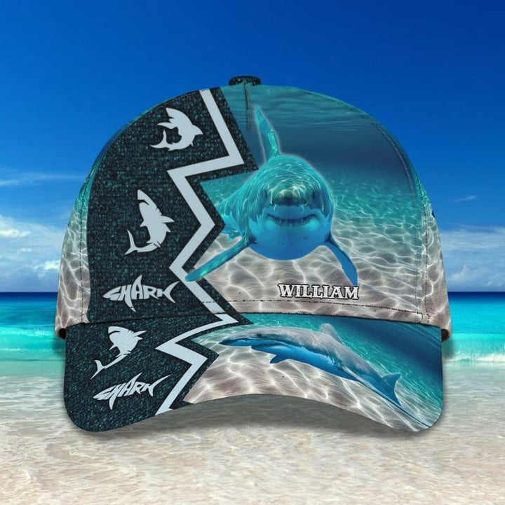 Personalized Shark Cap, Custom Name 3D Shark Cap for Shark Lovers Summer Wearing