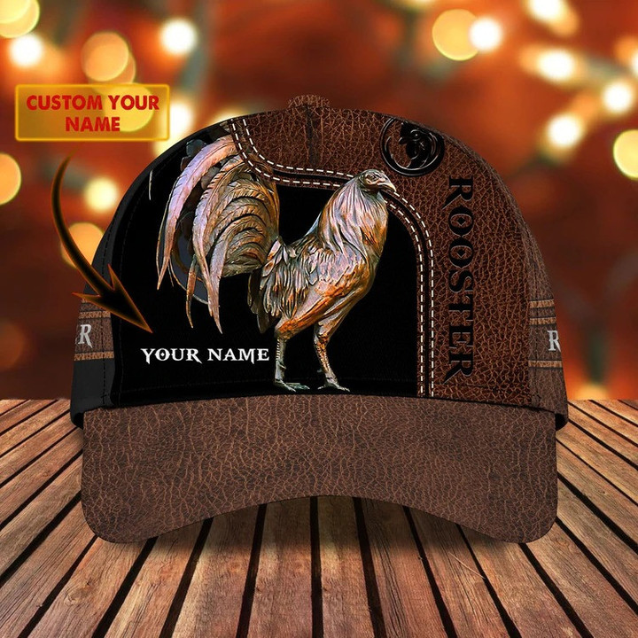 Personalized Rooster Cap Custom Name 3D Classic Cap for Men Who love Chicken