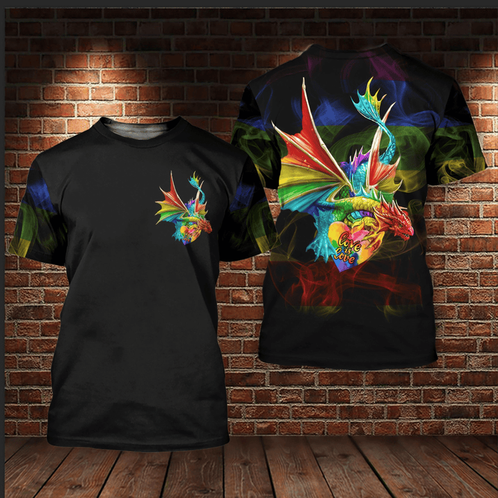 LGBT Dragon Love Is Love 3D T Shirt, Bisexual Shirt For LGBT History Month