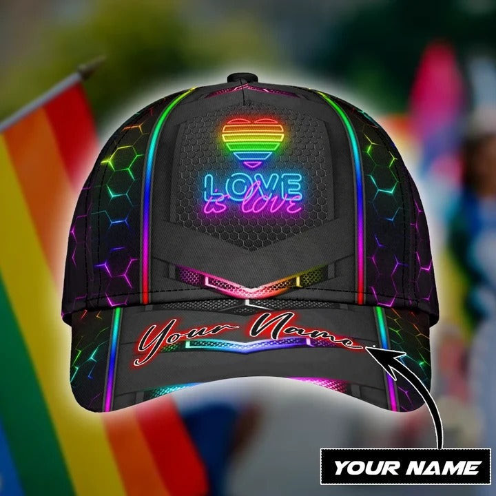 Personalized With Name Gay Pride Accessories For Pride Month, Love Is Love Printing Baseball Cap Hat
