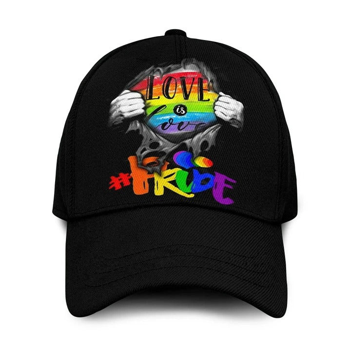 Pride Baseball Cap For Lesbian Gaymer, Black Lgbt Baseball Cap Hat Love Is Love, Gift For Lesbian