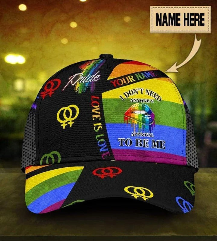 Personalized With Name Lgbtq Cap, I Don't Need Anyone's Approval Lgbt Printing Baseball Cap Hat