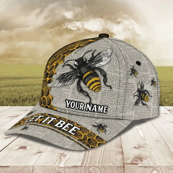 Personalized Bee Cap for Bee Lovers, Let It Bee Vintage Hive Bee 3D Baseball Cap