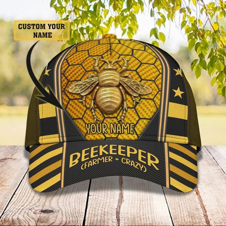 Personalized Bee Keeper Bee Cap for Farmer, Custom Name Bee Hat for Husband and Wife