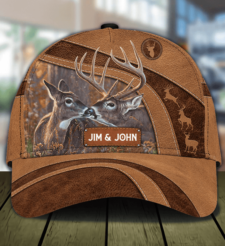 Personalized Deer Couple Cap for Husband and Wife, Deer Wedding Anniversary 3D Cap for Her