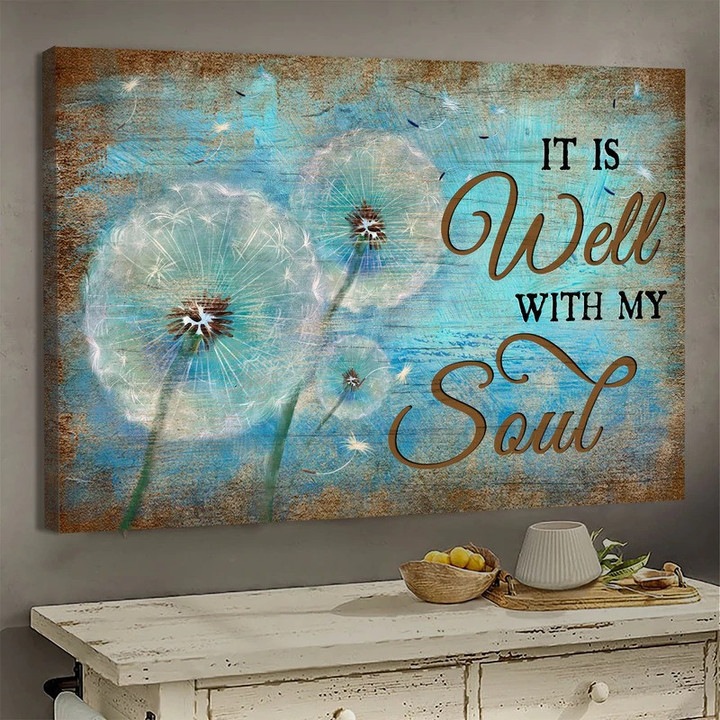 Dandelion It is well with my soul Wall Art Canvas, Jesus Canvas Prints for Home
