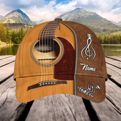 Personalized Guitar Hat for Him, 3D Classic Cap All Over Printed Gift for Guitar Lovers, Guitar Hat for Boyfriend
