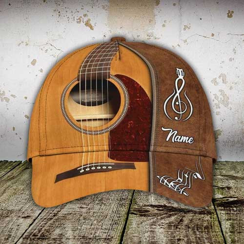Gift for Guitar Player, Personalized Guitar Gifts for Him, Guitar Hat 3D Guitar Cap All Over Printed for Boyfriend