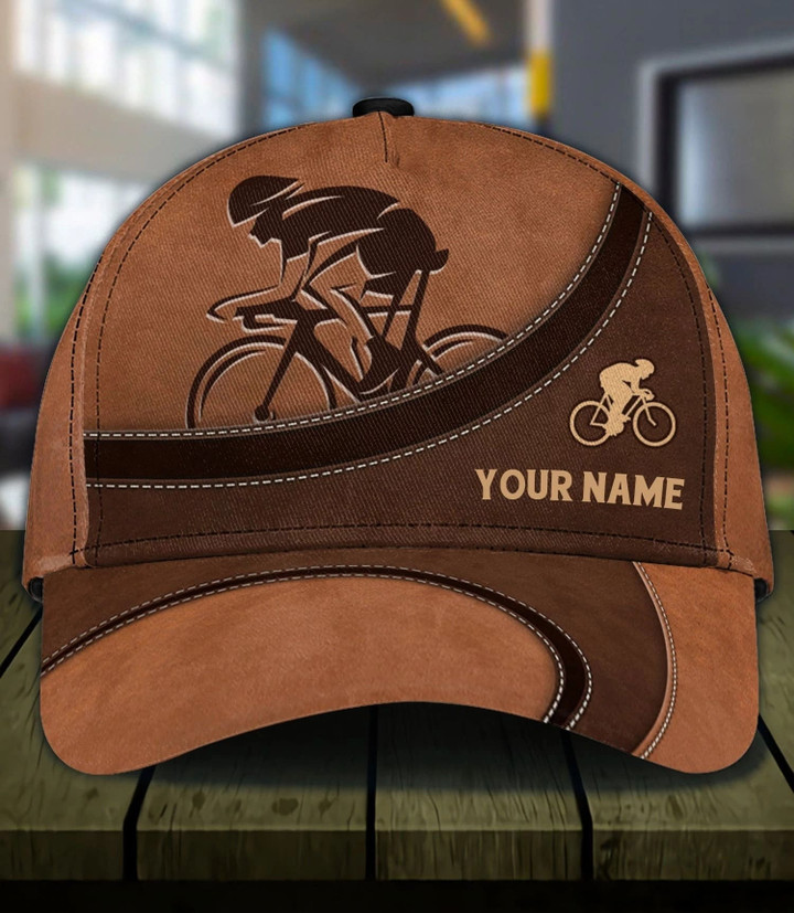 Personalized Cycling Cap for Men & Women, Cyclist Hat Leather Pattern 3D Classic Cap