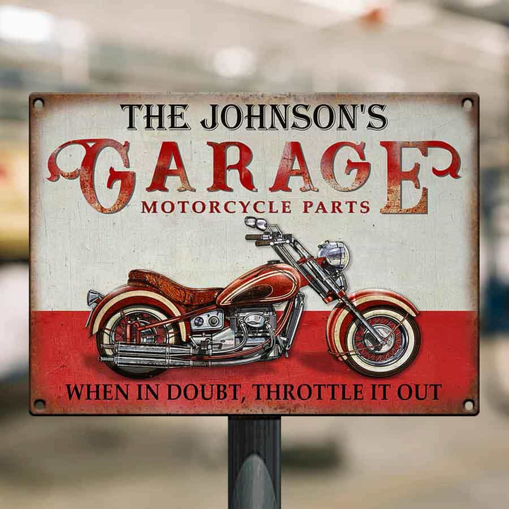 Personalized Motorcycle Garage Throttle Customized Vintage Metal Signs for Garage Owner
