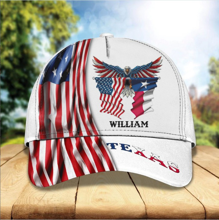 4th of July Eagle American Texas Flag 3D Classic Cap for Him, Texas Hat for Her