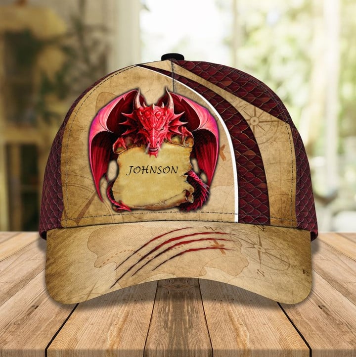 Personalized Dragon 3D Baseball Cap for Boyfriend, Dragon Hat for Him Dragon Lovers