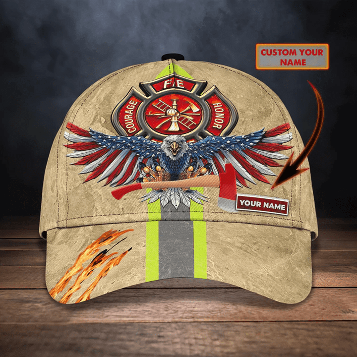 Personalized Eagle Firefighter 3D Baseball Cap American Flag Pattern Firefighter Hat