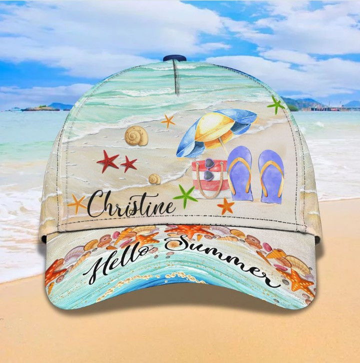 Customized Hello Summer Love Beach 3D baseball Cap for Girlfriend, Beach Hat for Her