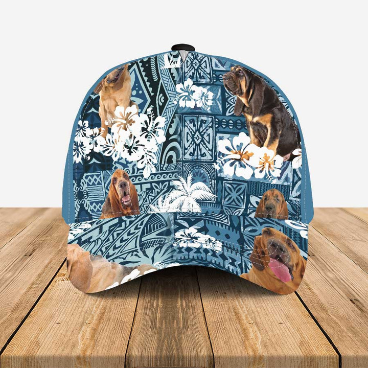 Bloodhound Hawaiian Hat, Men's Hawaiian Bloodhound Button Down Cap