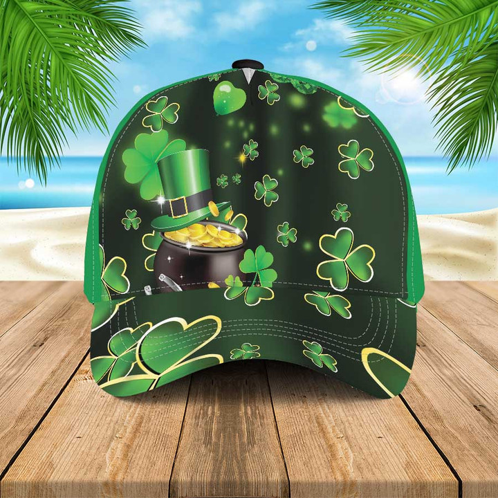 Saint Patrick's Day Of Gold Golden Hawaiian Patrick Hats, St. Patrick's Day Shamrock 3D Cap for Irish Men