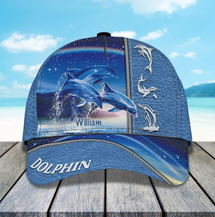 Personalized Beach Dolphin 3D Baseball Cap for Dolphin Lovers, Summer Dolphin Hat for Boy & Girl