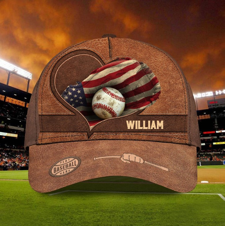 Softball Personalized Name Cap for Softball Player, Leather Pattern Softball Hat for Him