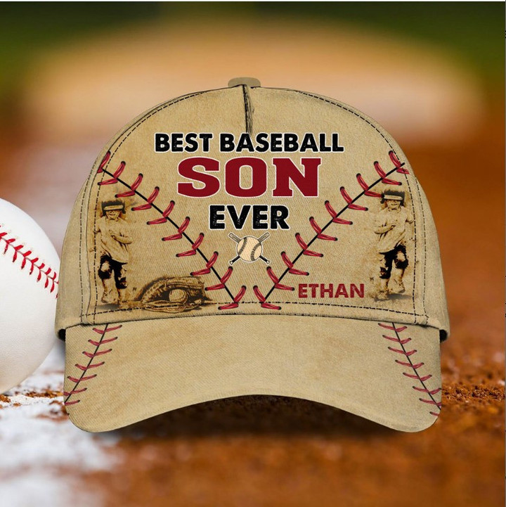 Best Baseball Son Ever 3D Cap for Son Customized Name Baseball Lovers