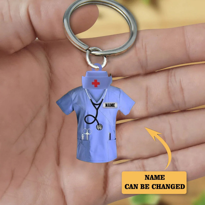 Personalized Nurse And Hat Scrubs - Gift For Nurse Acrylic Keychain