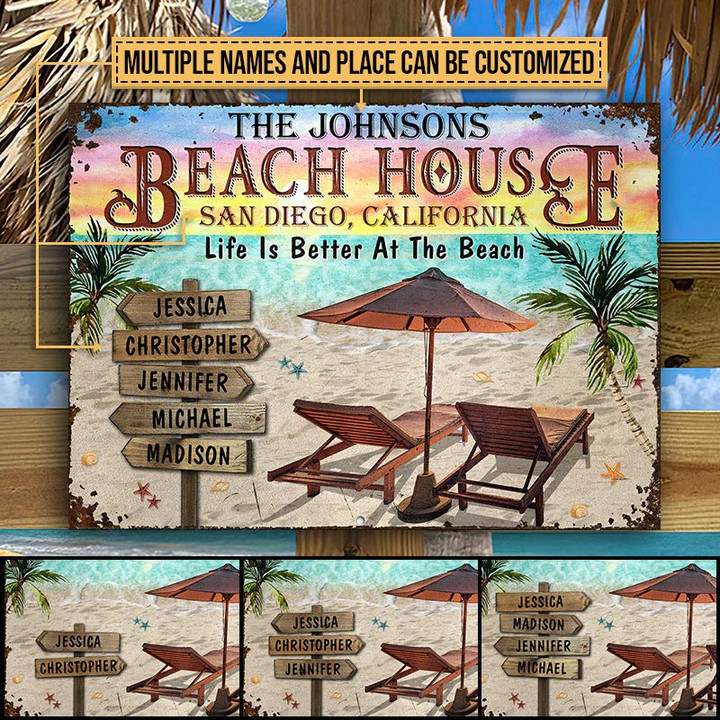 Personalized Beach House Life Is Better At The Beach Sign Custom Vintage Metal Signs for Family