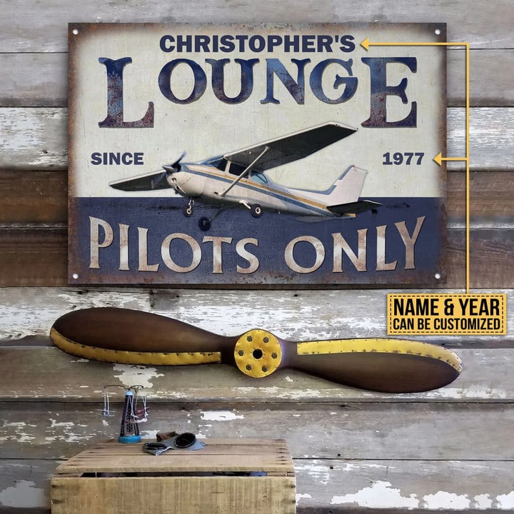 Personalized Pilot Lounge Only Customized Vintage Metal Signs for Pilot Room