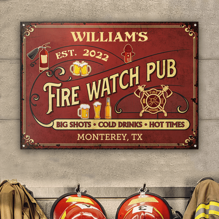 Personalized Firefighter Fire Watch Pub Custom Vintage Metal Signs for Firefighter