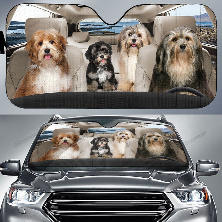 Havanese Dog Family Car Sunshade for Havanese Lovers Car Protective Sunshade