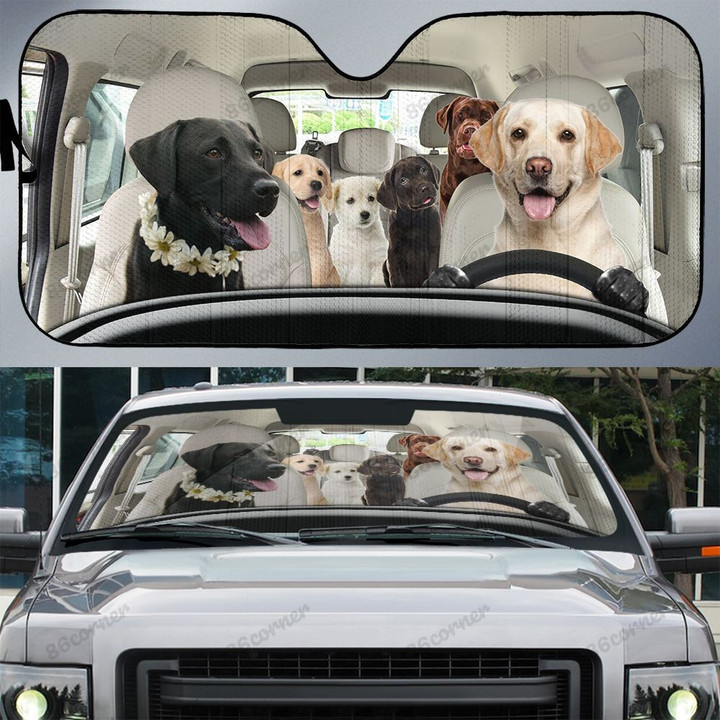 Labrador Family Car Sunshade for Labrador Lovers Car Protective Sunshade