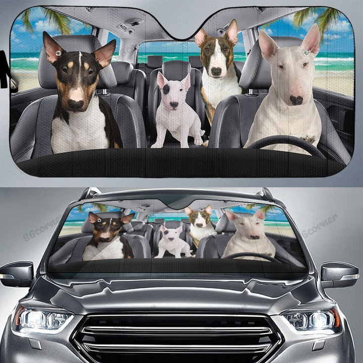 Bull Terrier Family Car Sunshade for Bull Terrier Lovers Car Protective Sunshade
