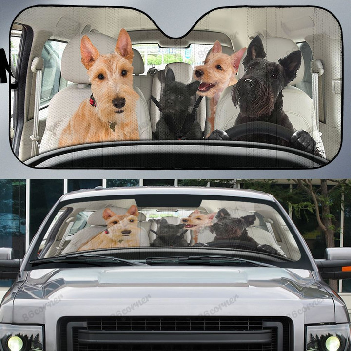 Scottish Terrier Family Car Sunshade for Scottish Terrier Lovers Car Protective Sunshade